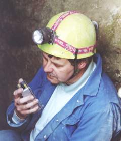 Steve Tanner using the telephone